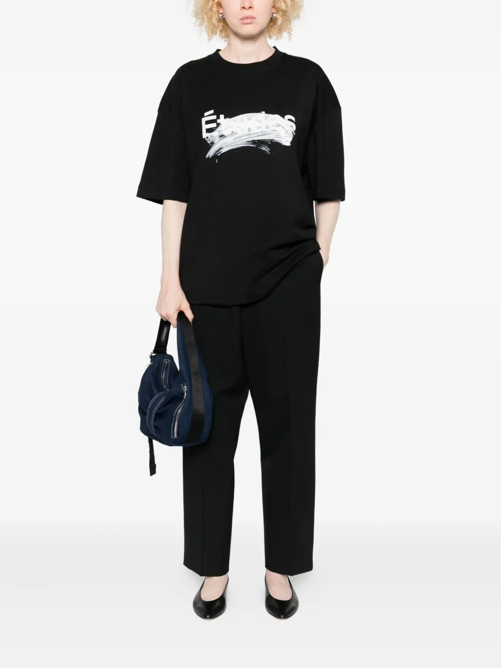 Etudes Studio Smudged-logo Organic Cotton T-shirt In Black