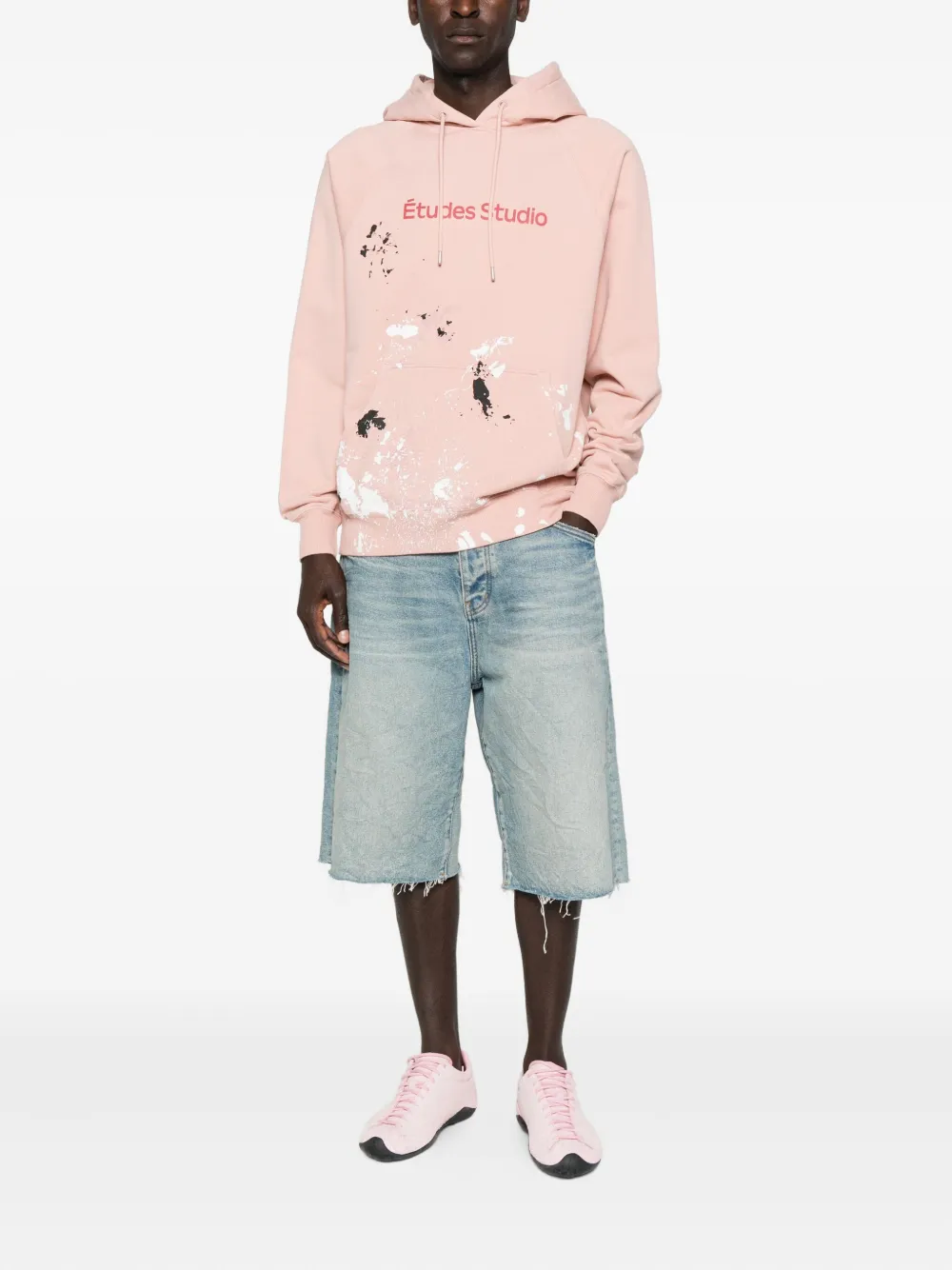 Etudes Studio Paint-splatter Logo Hoodie In Pink
