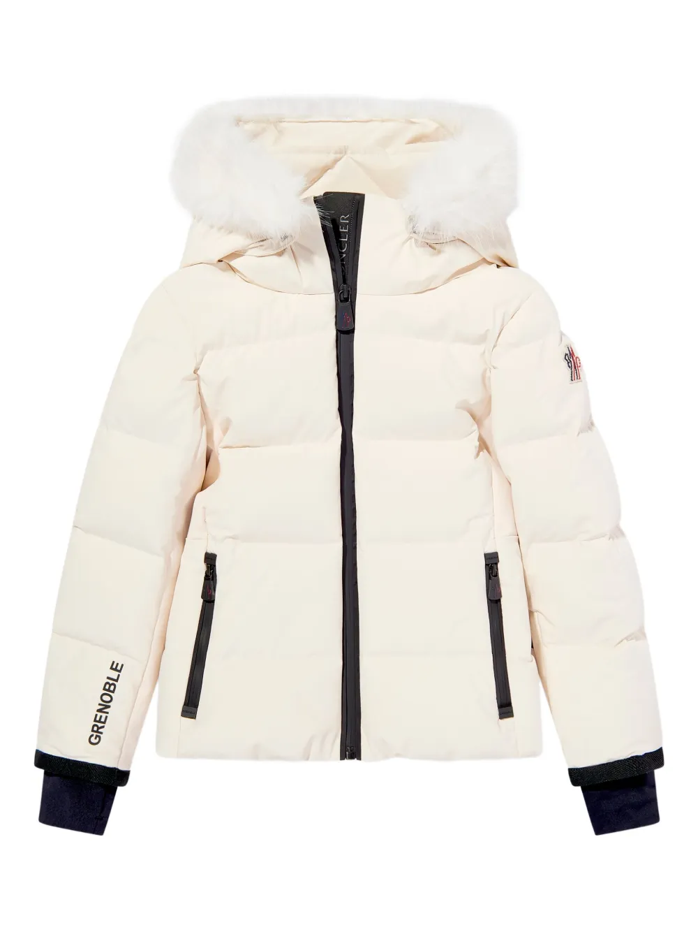 MONCLER GRENOBLE KIDS Gewatteerd jack met bonten afwerking Wit