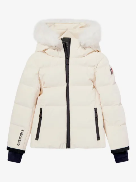 MONCLER GRENOBLE KIDS chamarra capitonada con ribete de pelo