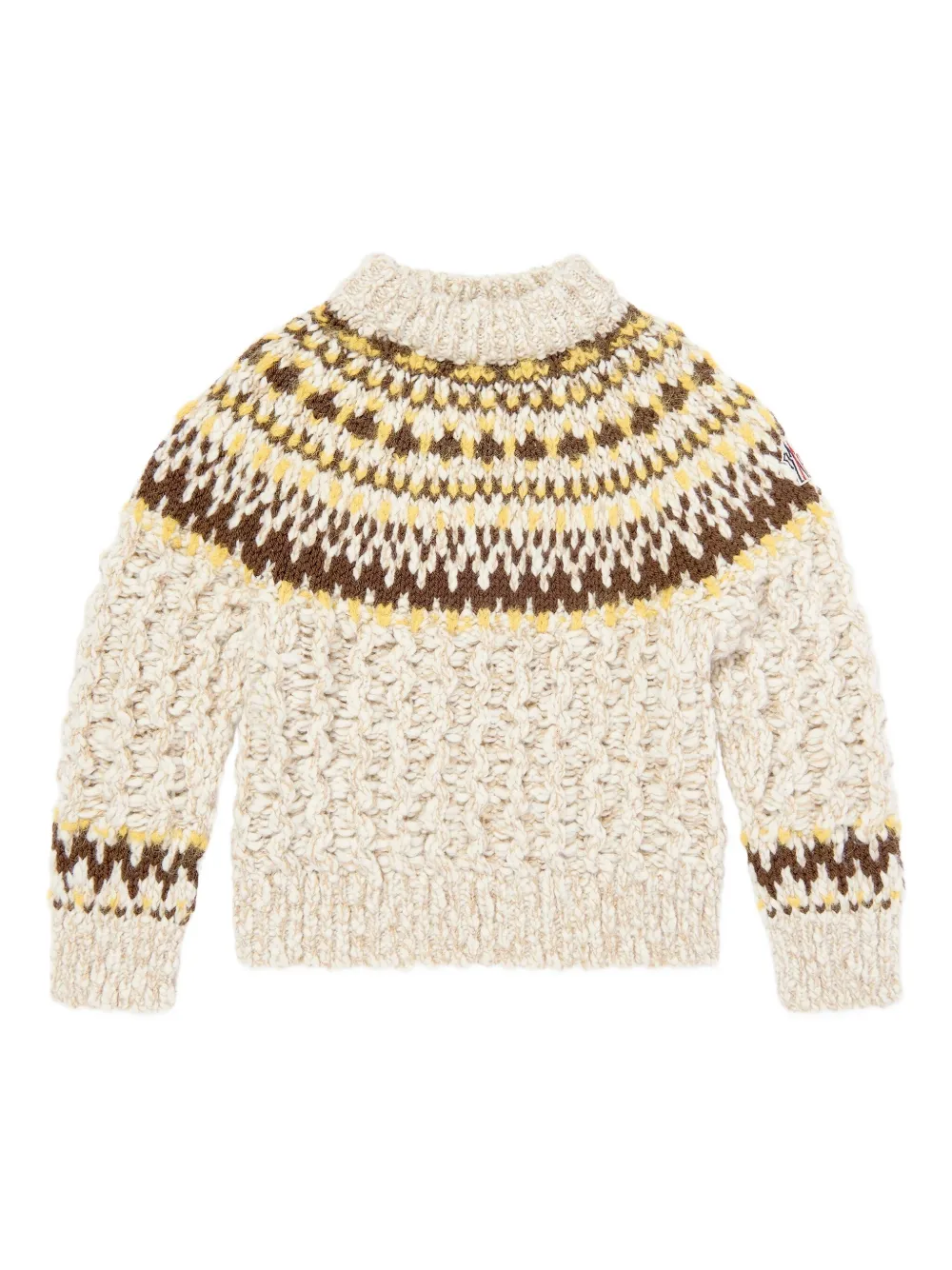 Moncler Enfant Fair-isle kabelgebreide trui Beige