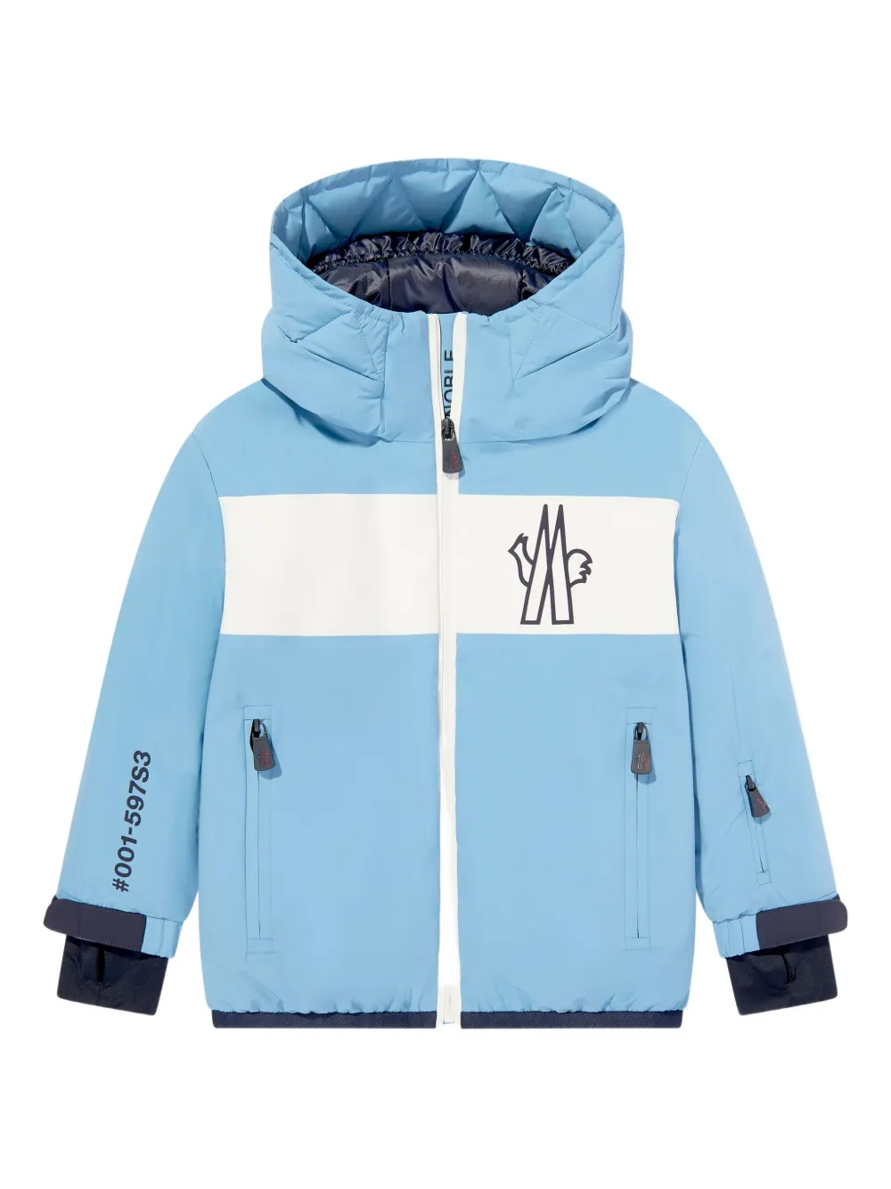 MONCLER GRENOBLE KIDS Gewatteerd jack met logo en vlakken Blauw