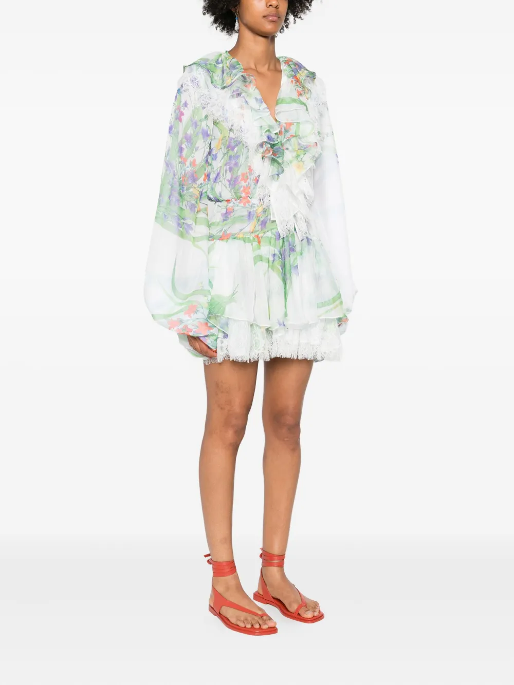Miau By Clara Rotescu Floral-print Mini Dress In White