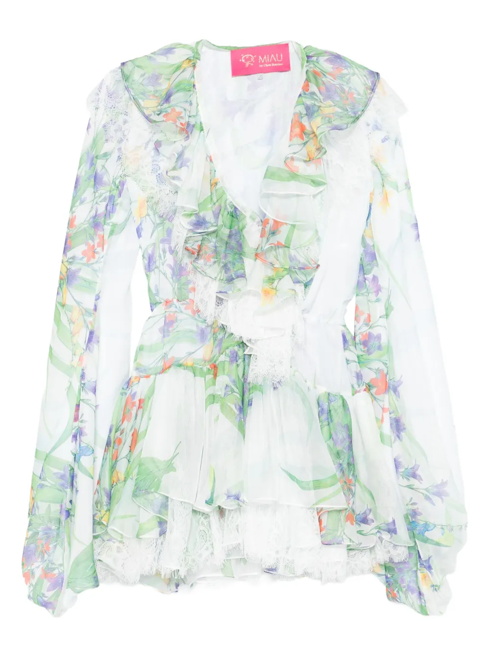 Miau By Clara Rotescu Floral-print Mini Dress In White