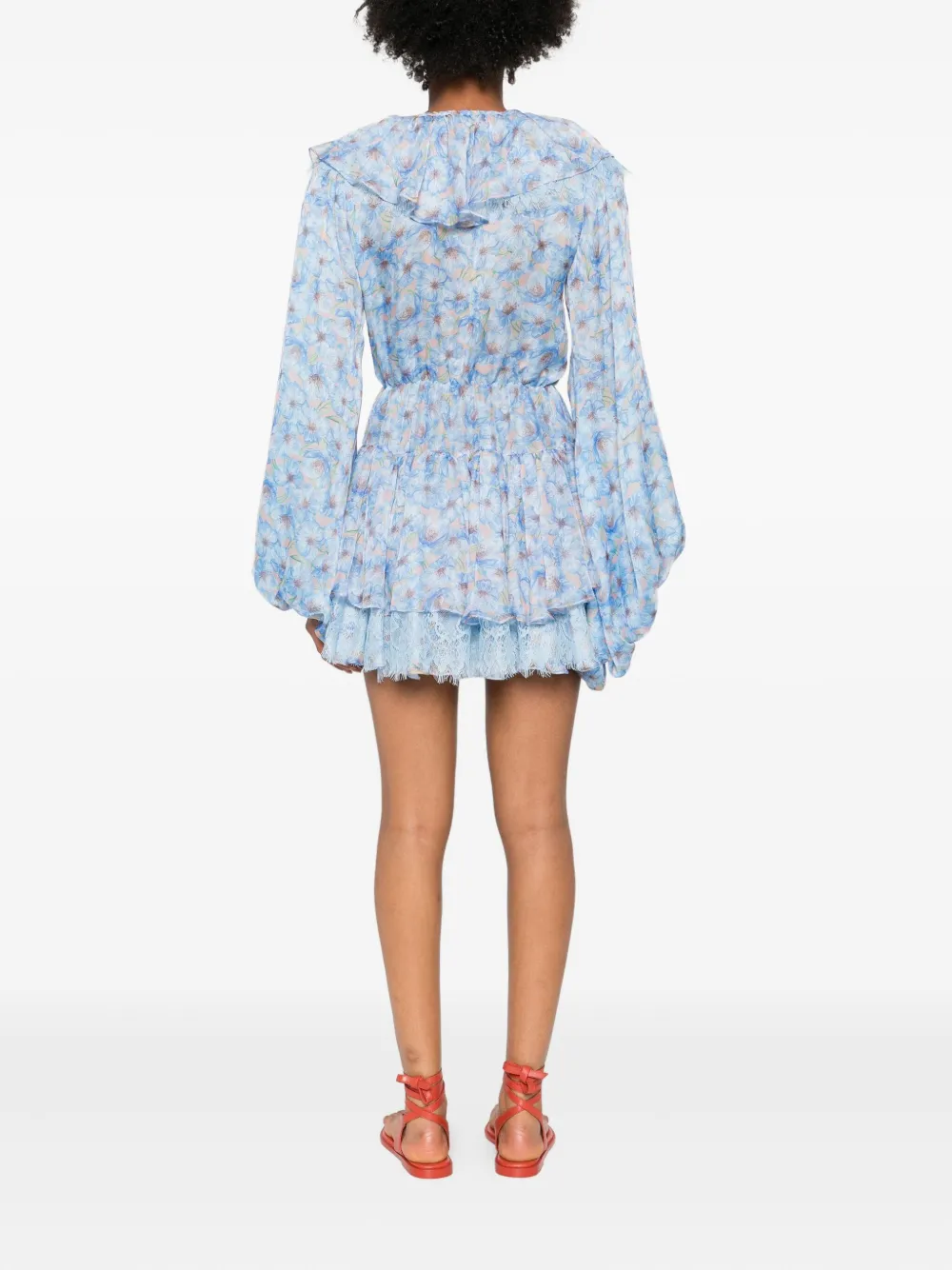 Miau By Clara Rotescu Floral-print Mini Dress In Blue