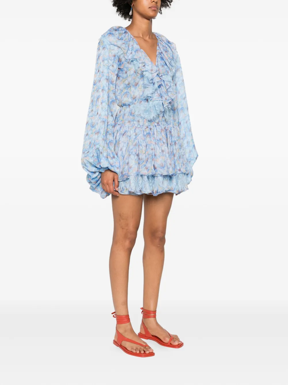 Miau By Clara Rotescu Floral-print Mini Dress In Blue
