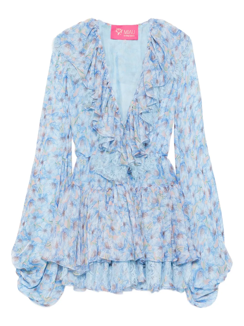 Miau By Clara Rotescu Floral-print Mini Dress In Blue