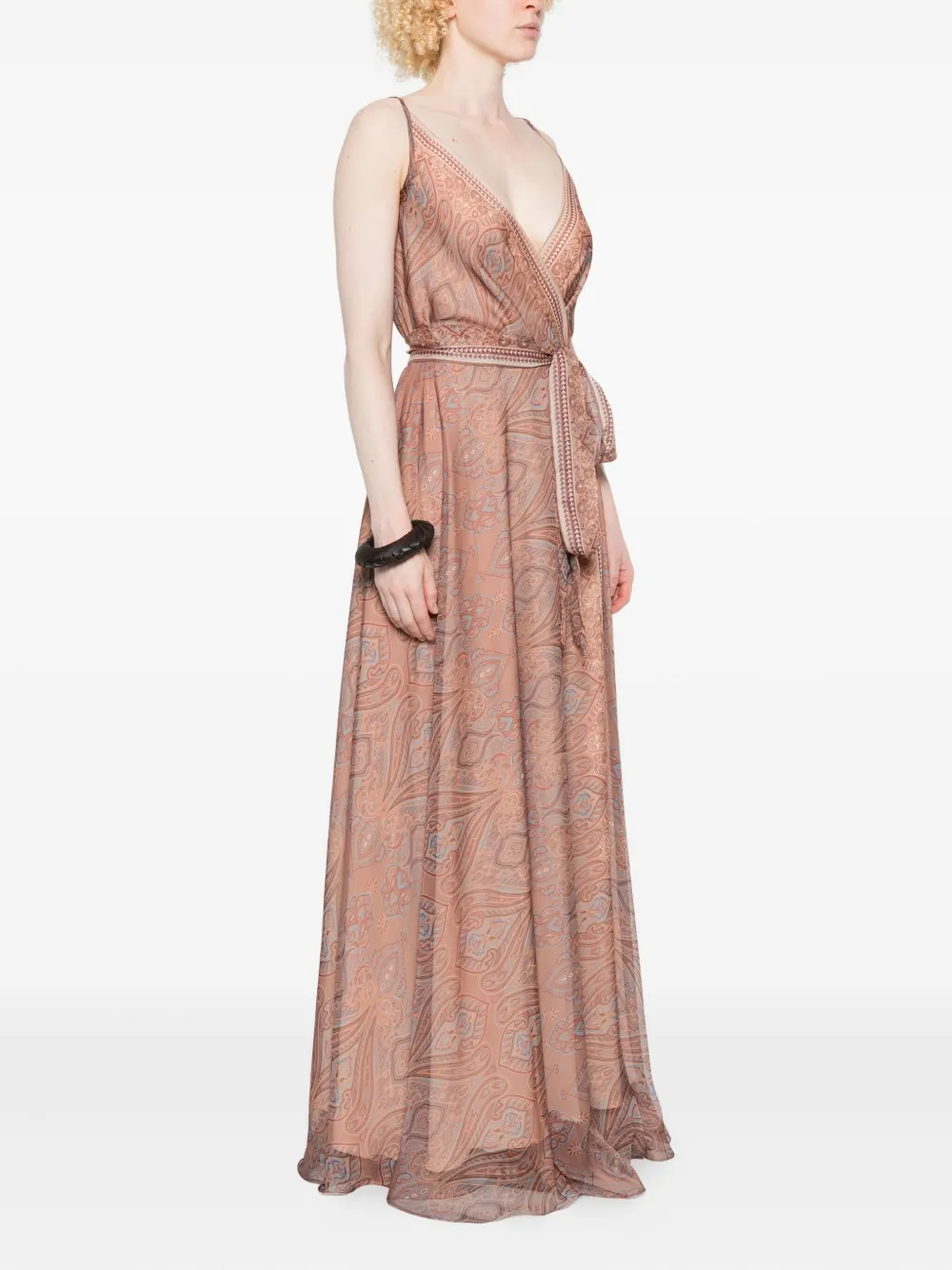 Miau By Clara Rotescu Paisley-print Maxi Dress In Pink