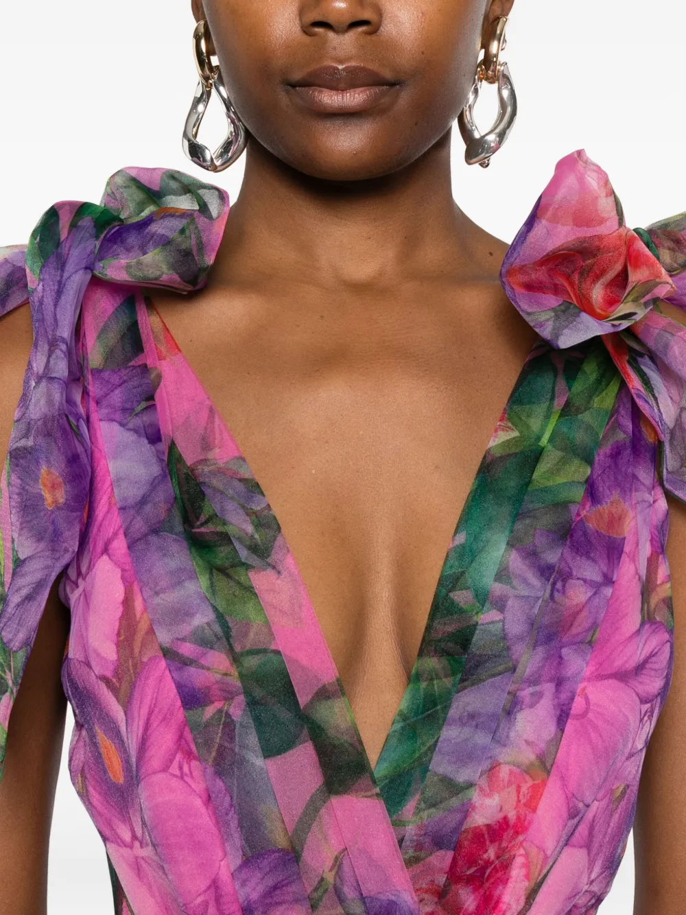 Miau By Clara Rotescu Floral-print Maxi Dress In Multi