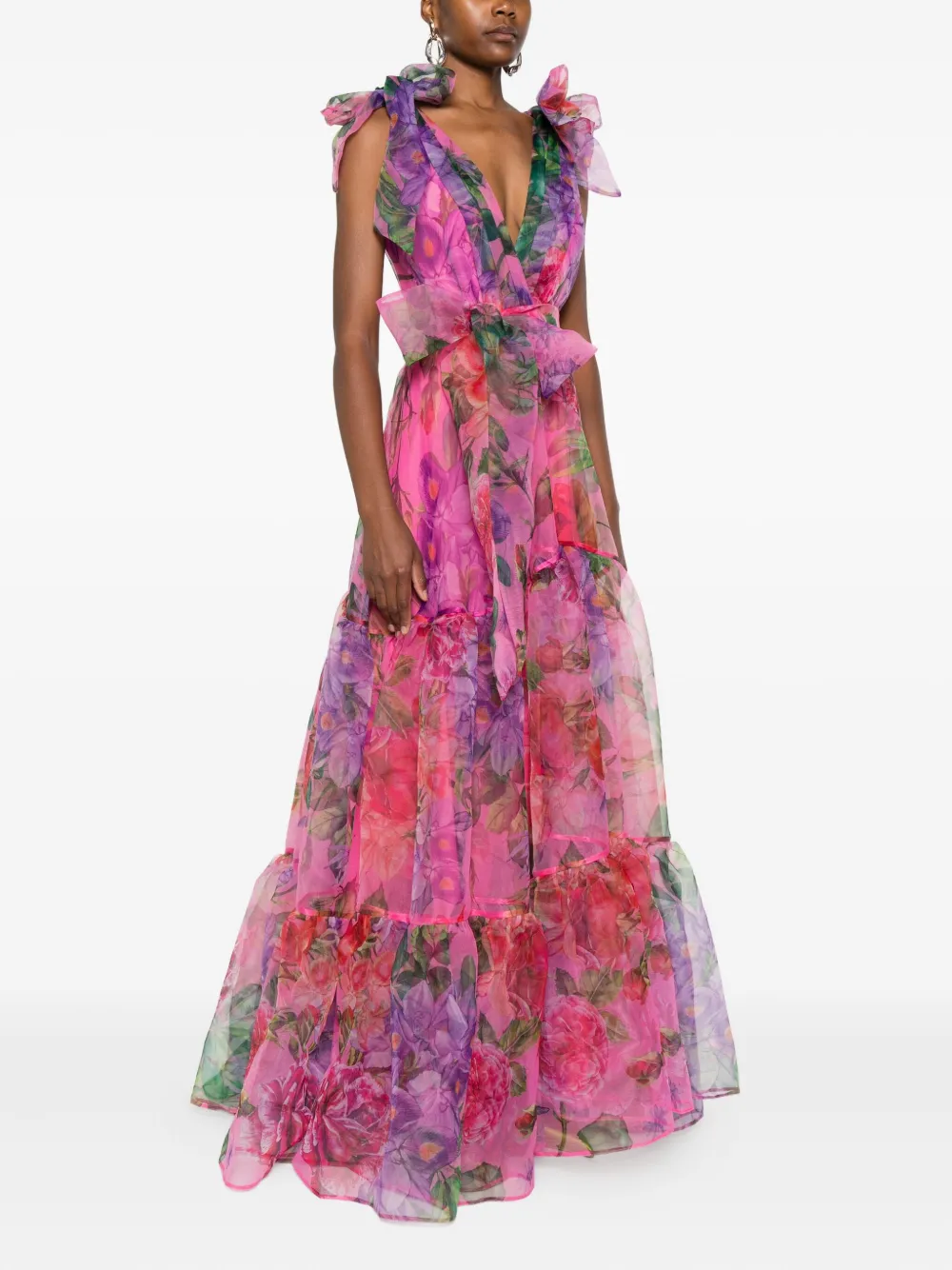 Miau By Clara Rotescu Floral-print Maxi Dress In Multi