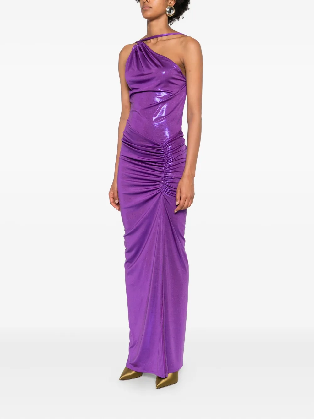 Miau By Clara Rotescu One-shoulder Dress In Purple