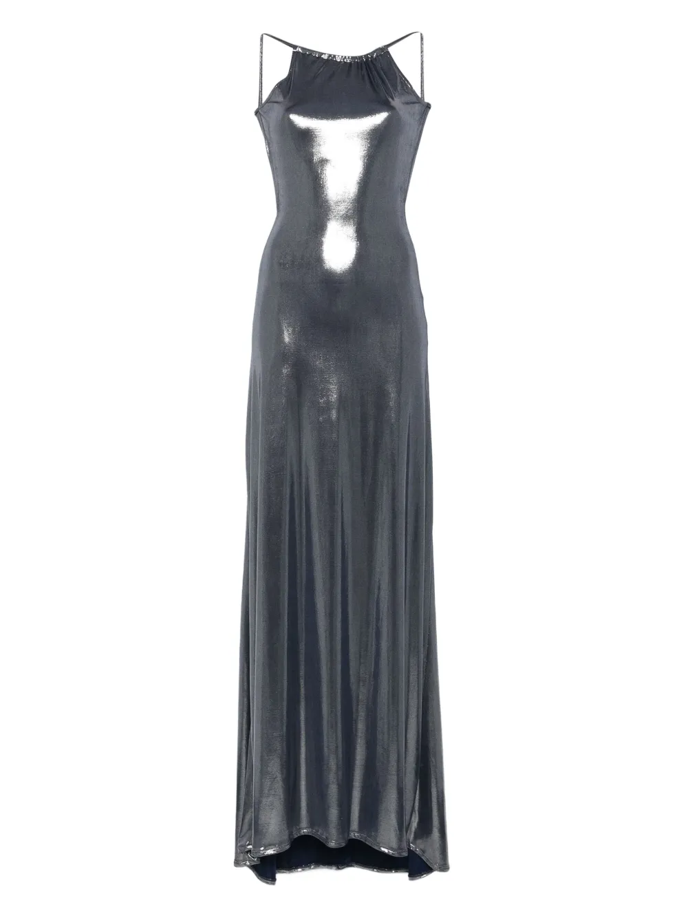 MIAU by Clara Rotescu metallic open-back maxi dress | Grey | Image 1