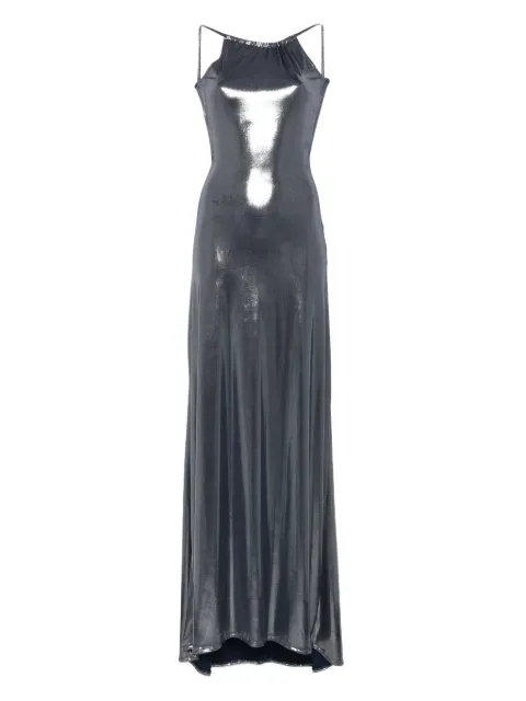 MIAU by Clara Rotescu metallic open-back maxi dress