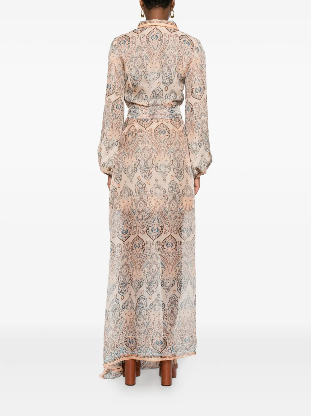 Miau By Clara Rotescu Paisley-print Collared Asymmetric Dress In Pink
