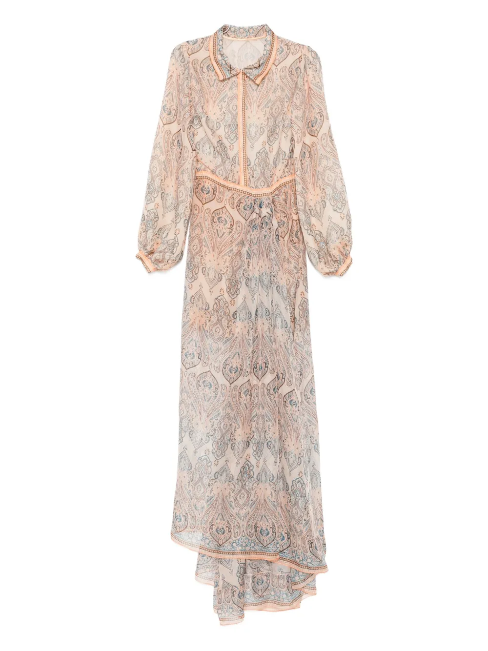 Miau By Clara Rotescu Paisley-print Collared Asymmetric Dress In Pink