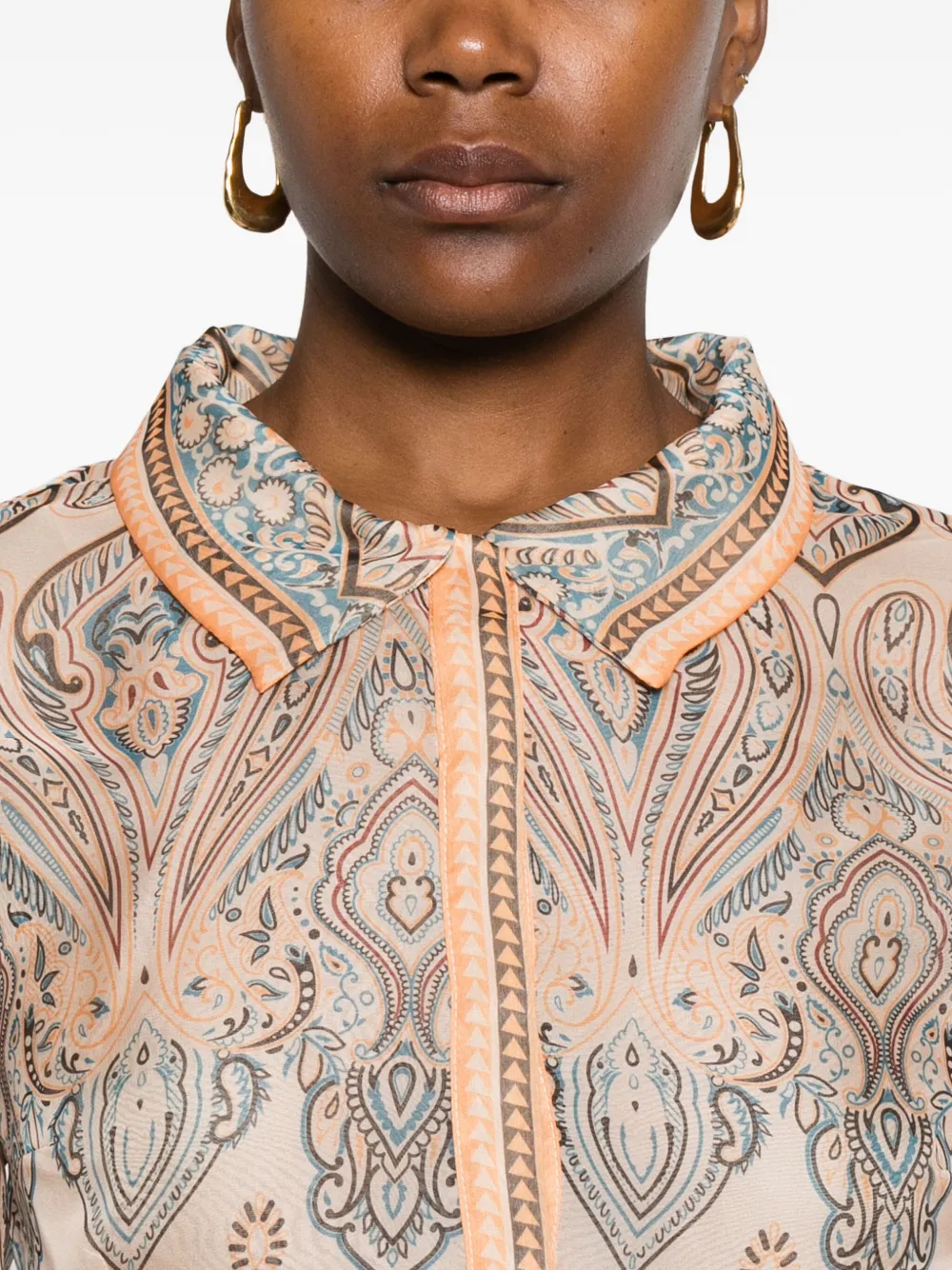 Miau By Clara Rotescu Paisley-print Collared Asymmetric Dress In Pink