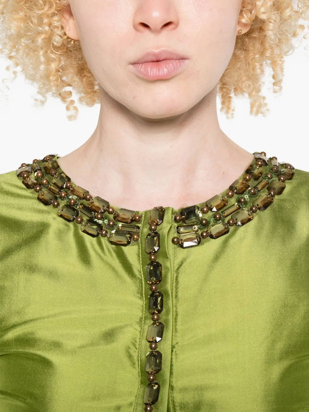 Miau By Clara Rotescu Nairobi Crystal-embellishment Maxi Dress In Green