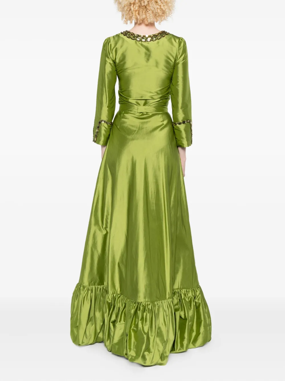 Miau By Clara Rotescu Nairobi Crystal-embellishment Maxi Dress In Green