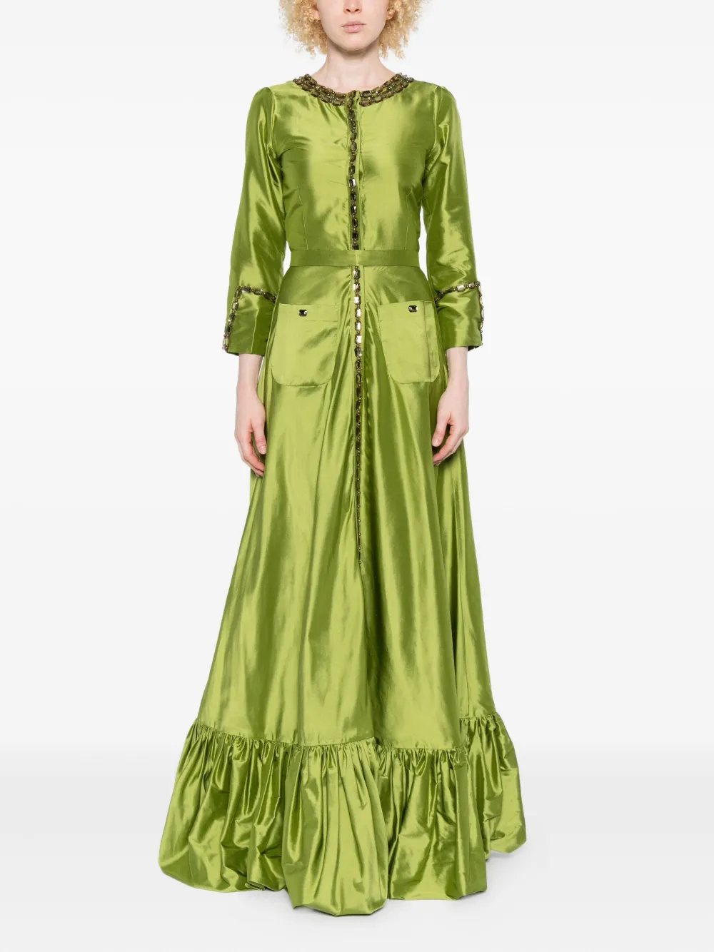 MIAU by Clara Rotescu Nairobi maxi-jurk verfraaid met kristallen - Groen