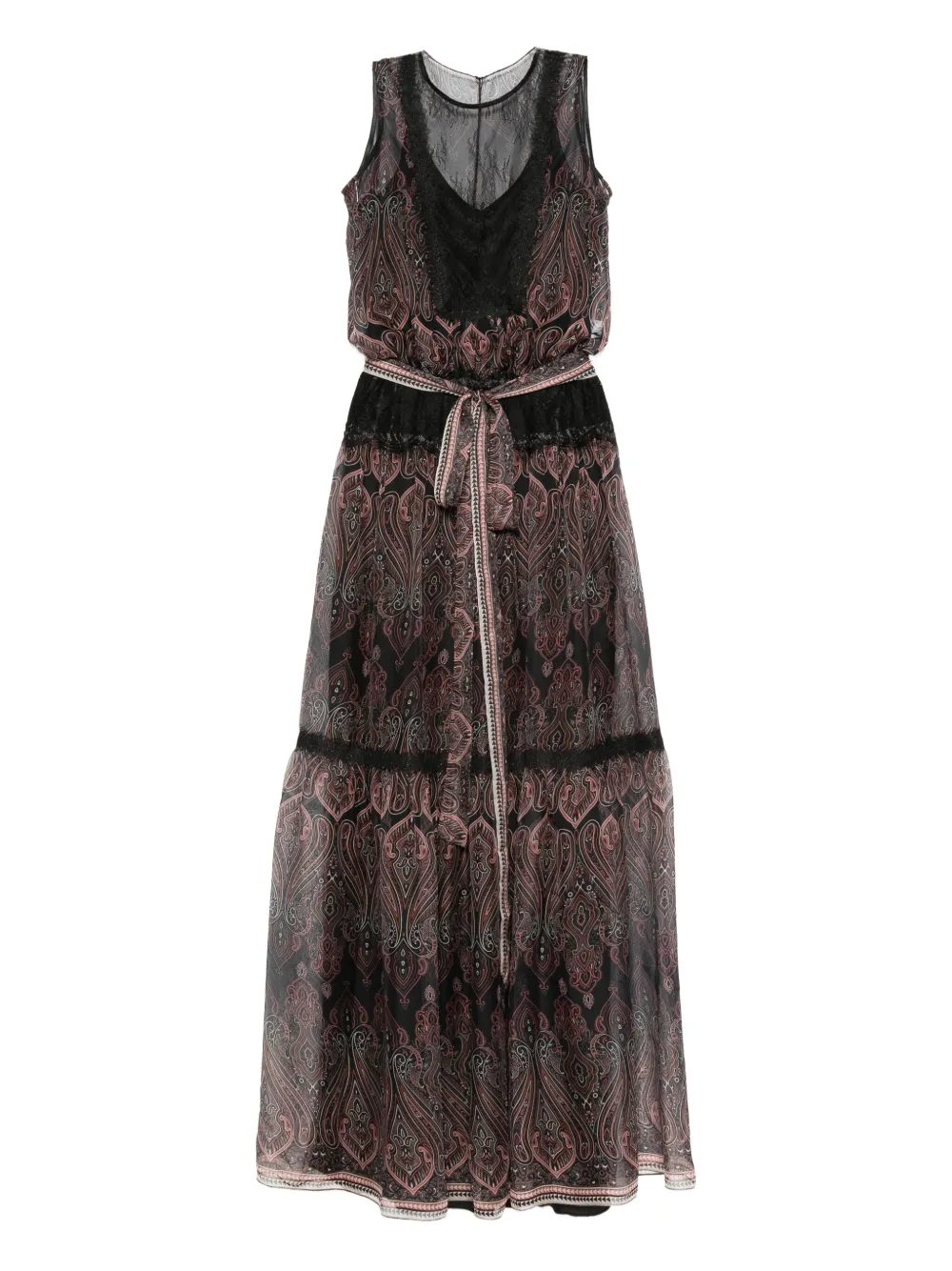 MIAU by Clara Rotescu paisley-print lace-trimmed maxi dress | Black | Image 1