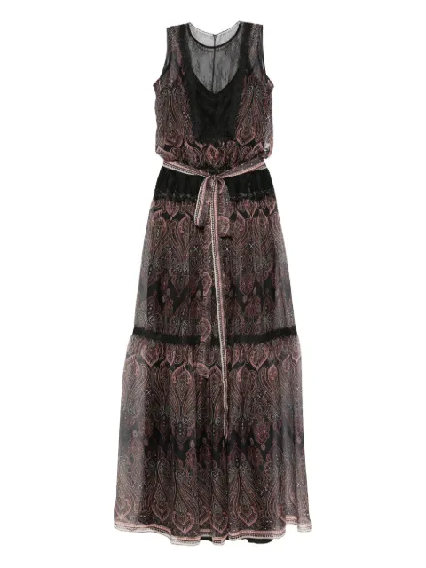 MIAU by Clara Rotescu paisley-print lace-trimmed maxi dress