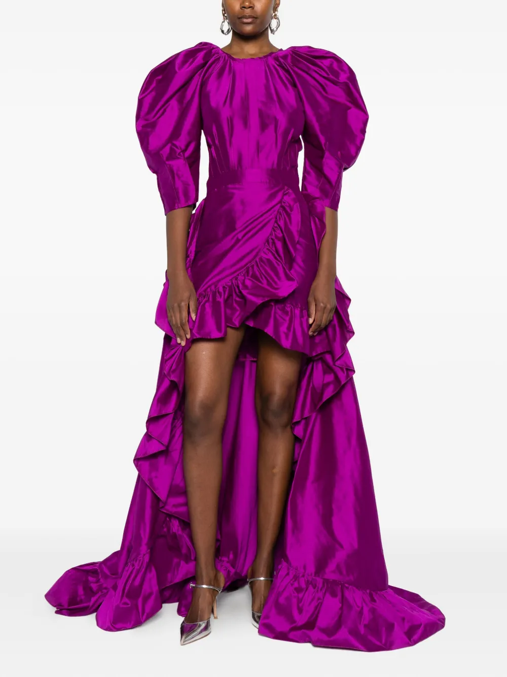 MIAU by Clara Rotescu Asymmetrische jurk met ruches - Paars