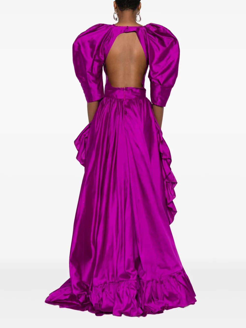 MIAU by Clara Rotescu Asymmetrische jurk met ruches Paars