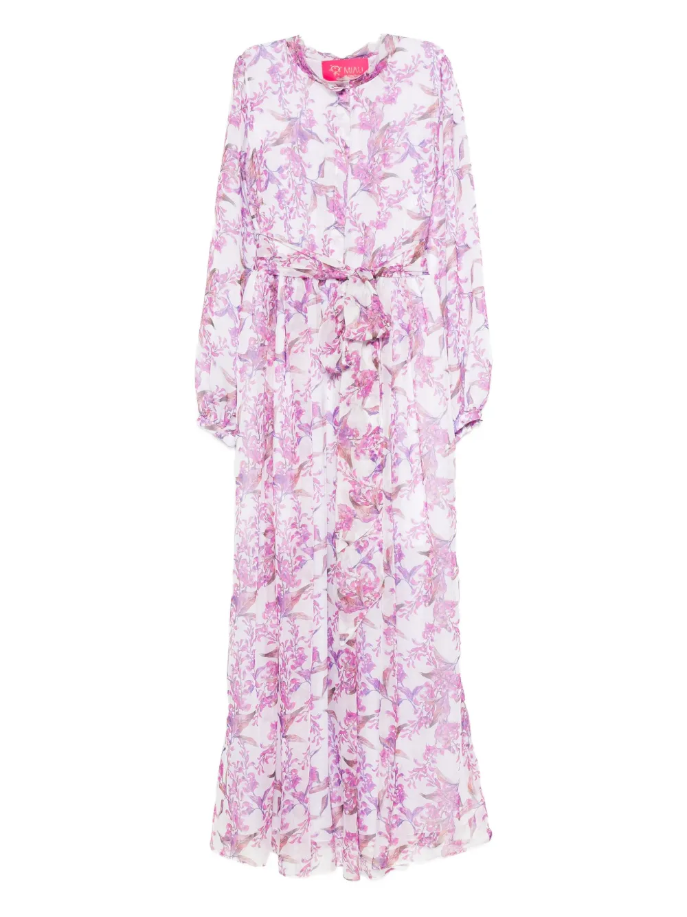 Miau By Clara Rotescu Floral-print Belted Maxi Dress In White