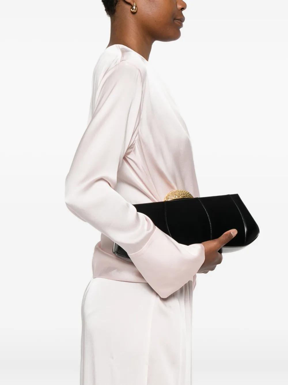 Giuseppe Zanotti Eve clutch met gesp en bewerkte koepel - Zwart