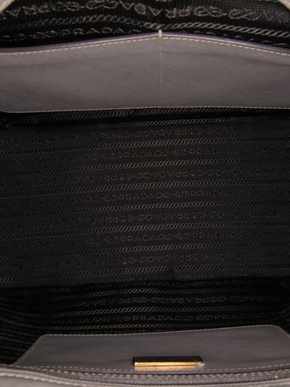 Pre-owned Prada 2000-2025 Medium Bicolor Saffiano Lux Galleria Double Zip Satchel In Gray