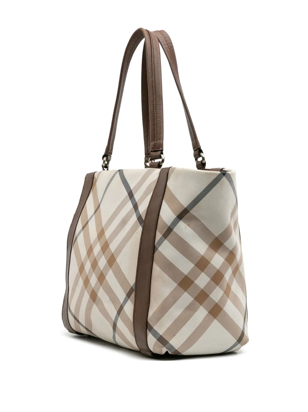 Pre-owned Burberry 2000-2017 Supernova Check Canvas Tote Bag In Brown