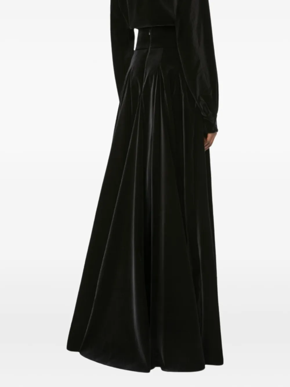 Max Mara Bartolo Pleated Velvet Skirt In Black