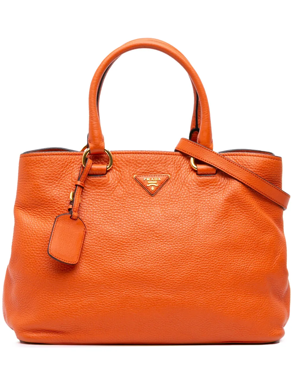 Prada Pre-Owned 2013-2025 ヴィッテロダイノ オープン コンバーチブル トート サッチェルバッグ - オレンジ Prada Pre-Owned 2013-2025 ヴィッテロダイノ オープン コンバーチブル トート サッチェルバッグ - オレンジ