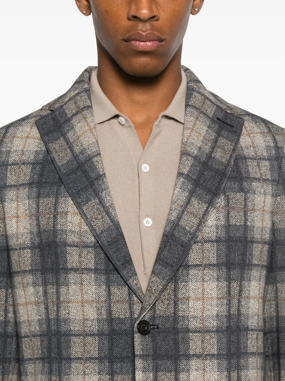 Circolo 1901 Plaid Blazer With Tailored Fit And Notched Lapel In Blue