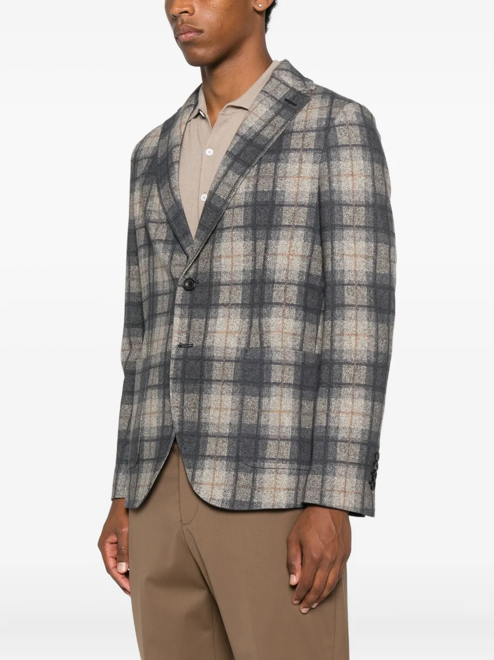 Circolo 1901 Plaid Blazer With Tailored Fit And Notched Lapel In Blue