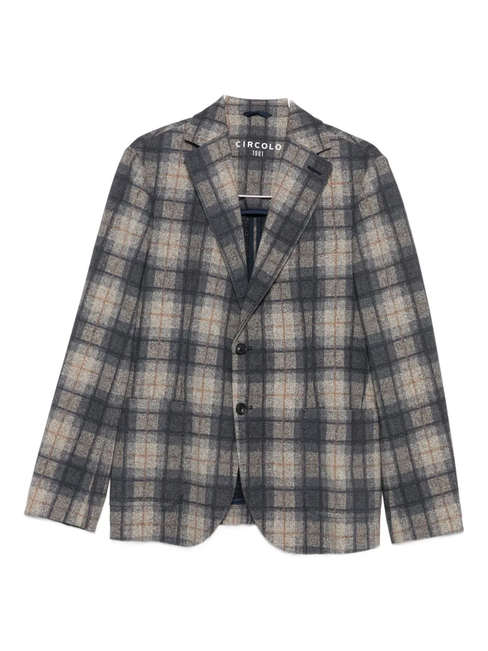 Circolo 1901 Plaid Blazer With Tailored Fit And Notched Lapel In Blue