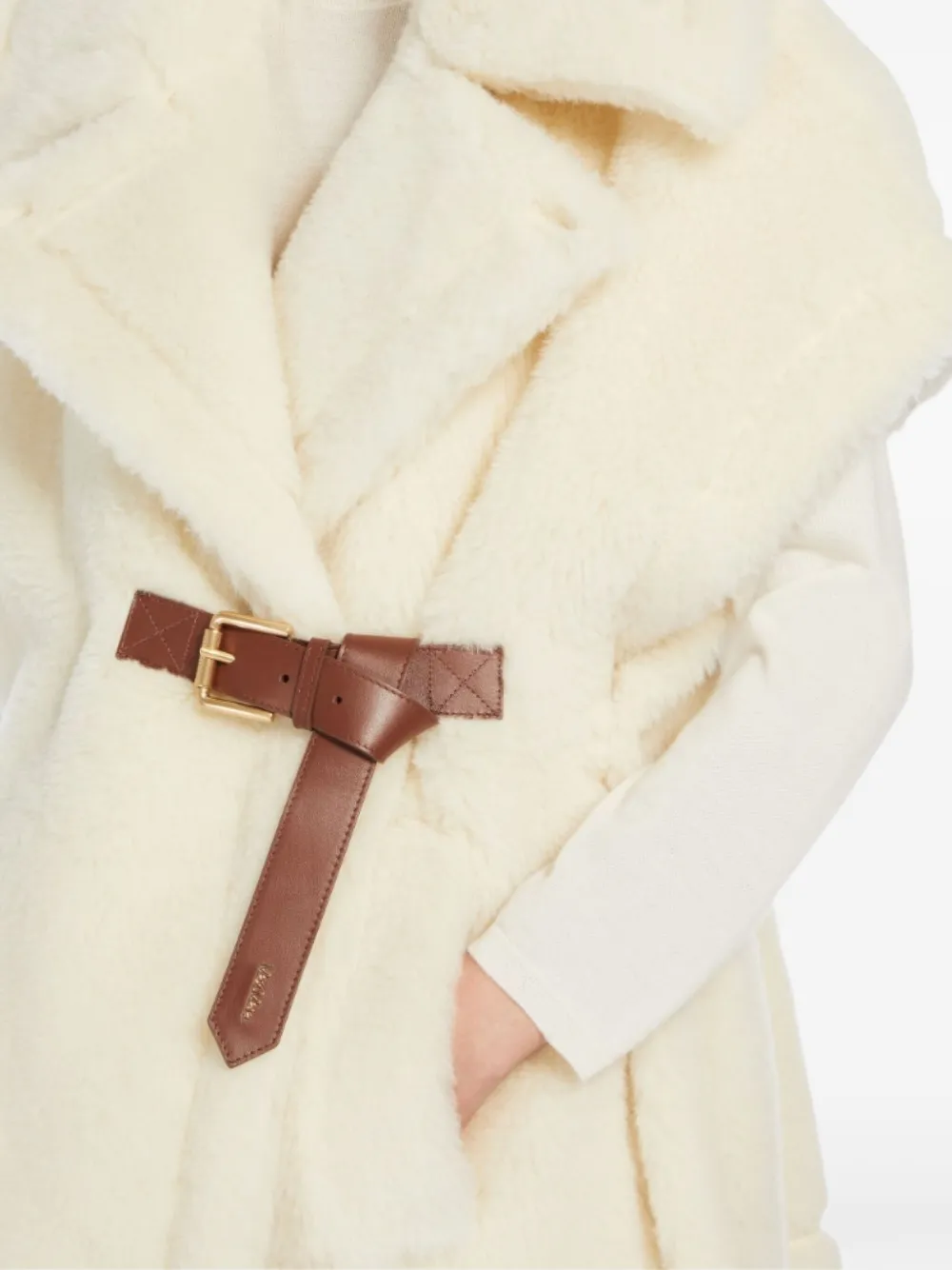 Max Mara Bodywarmer met ceintuur en korte mouwen Beige