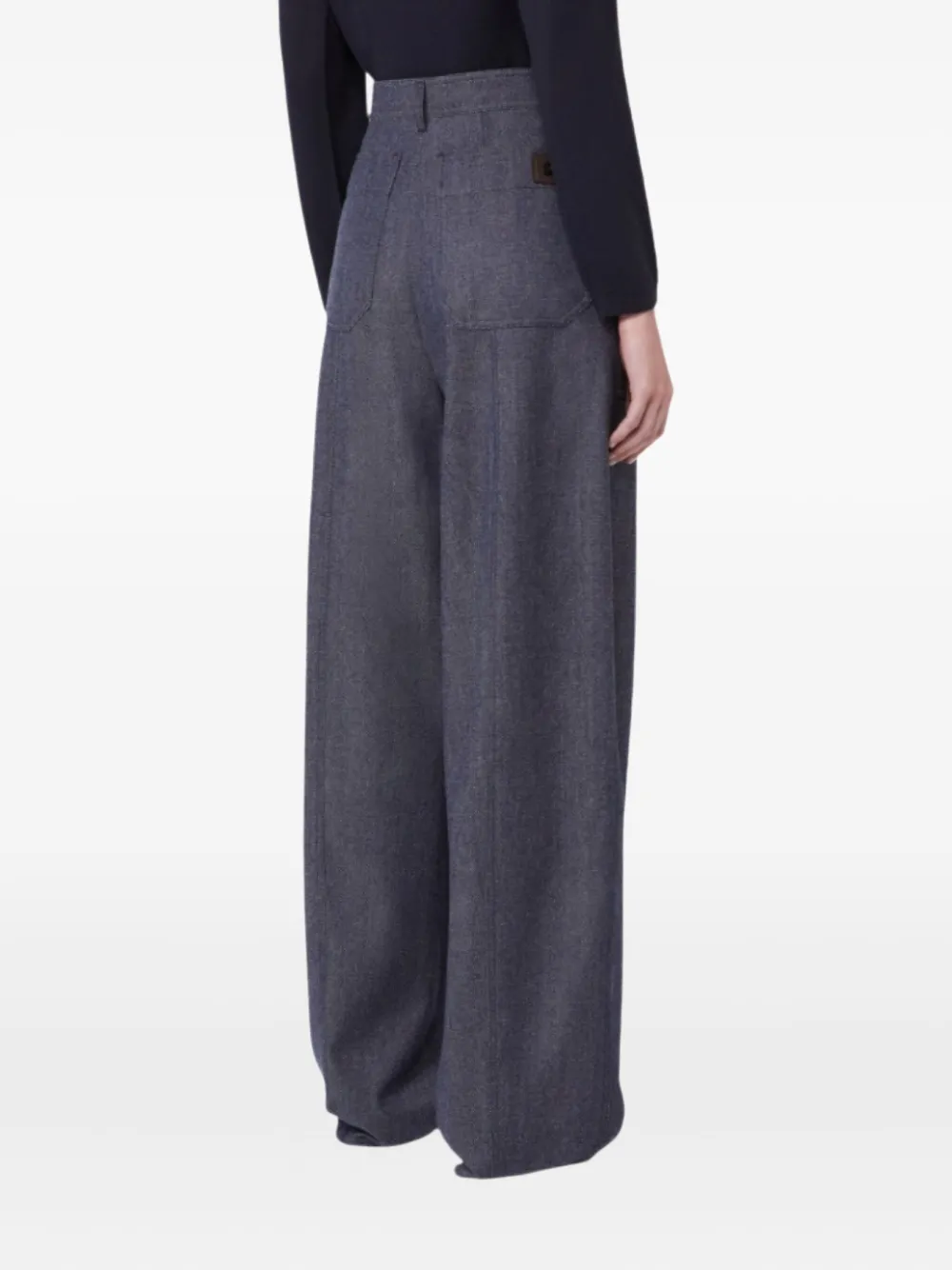 Max Mara High-waisted Patch-pocket Trousers In Blue