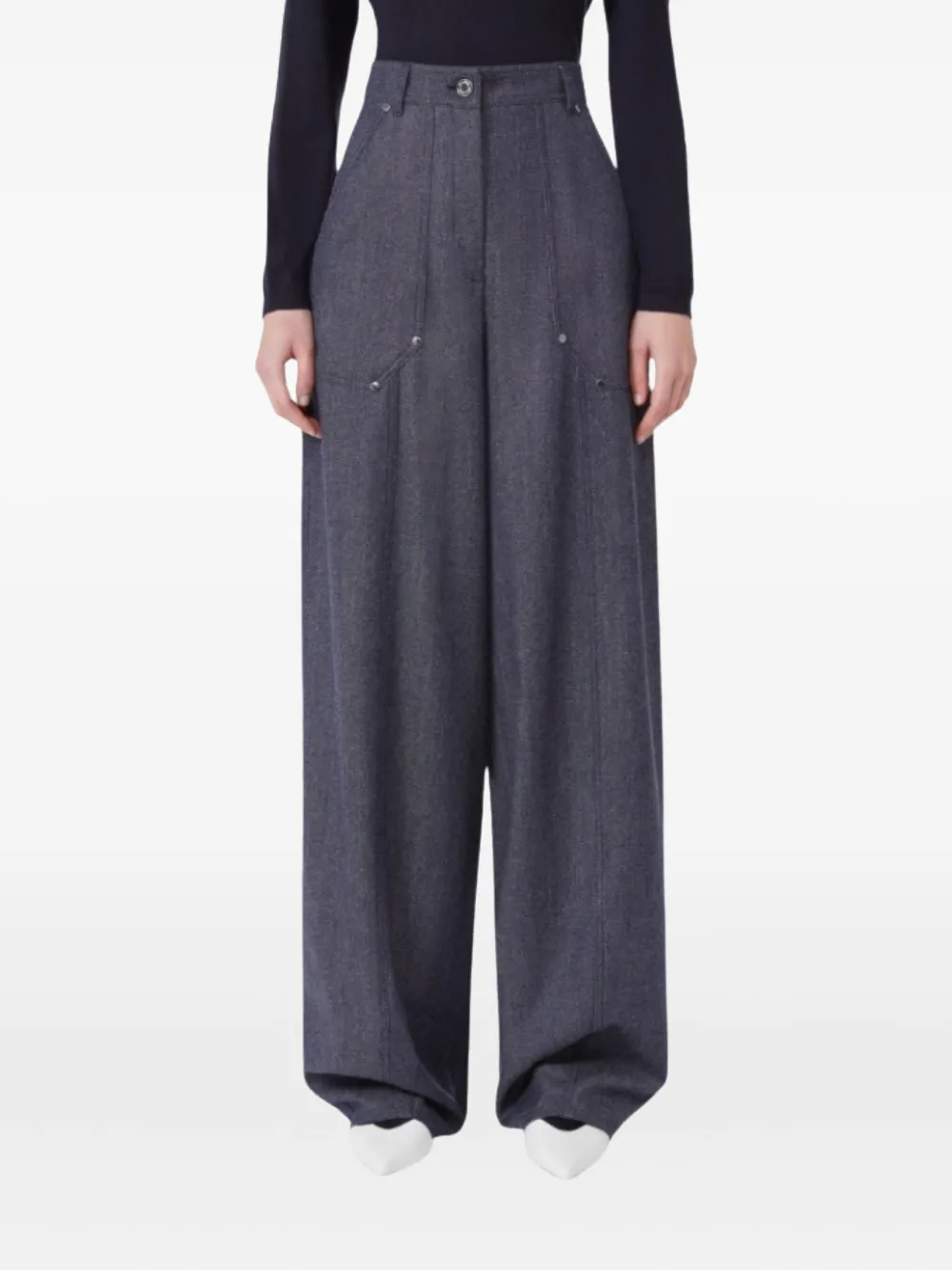 Max Mara High-waisted Patch-pocket Trousers In Blue
