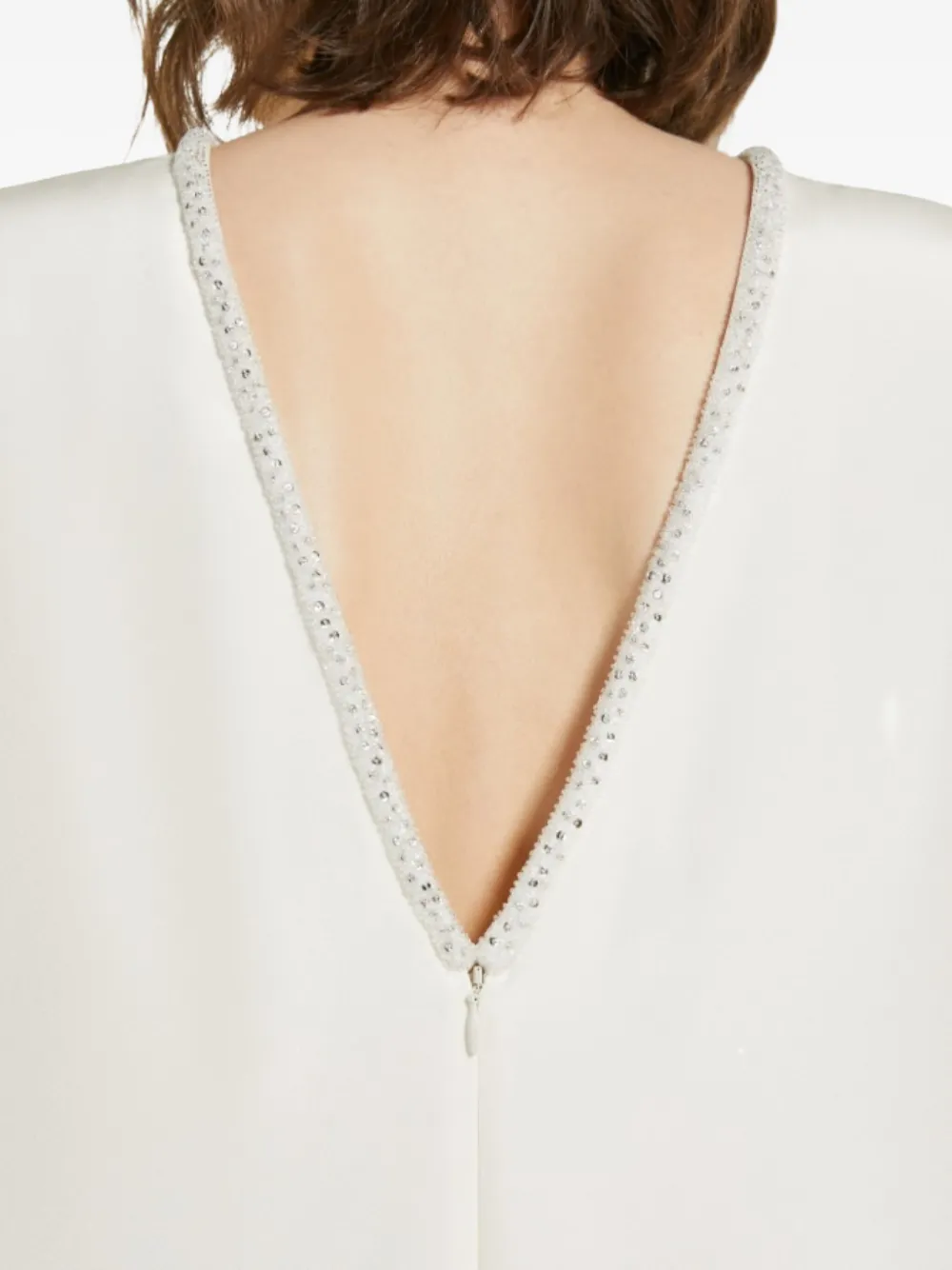 Max Mara Embellished-neckline Maxi Bridal Dress In White