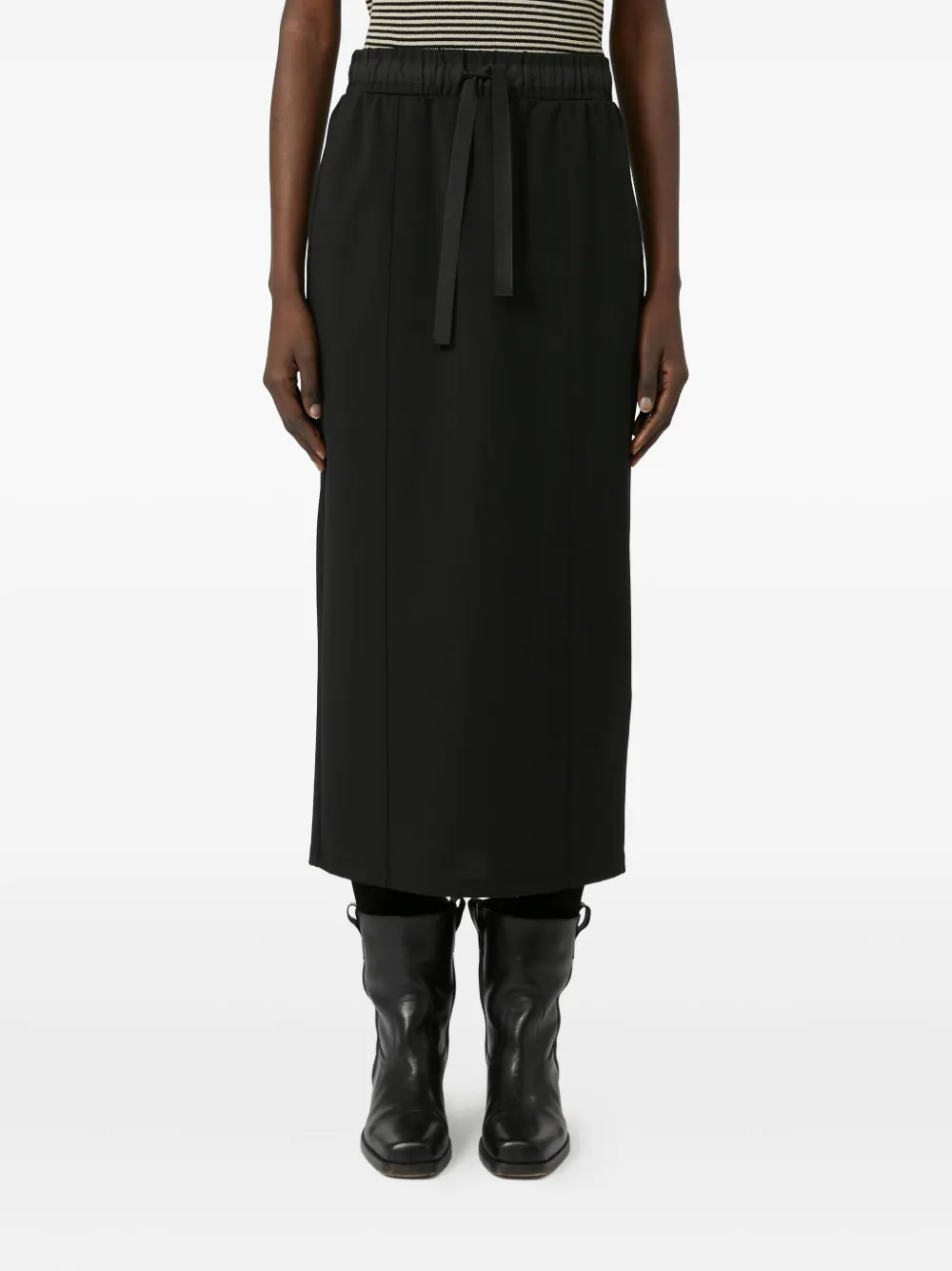 Weekend Max Mara Tie-waist Midi Skirt In Black