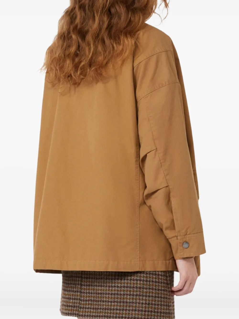 Weekend Max Mara Leather-collared Patch-pocket Jacket In Brown