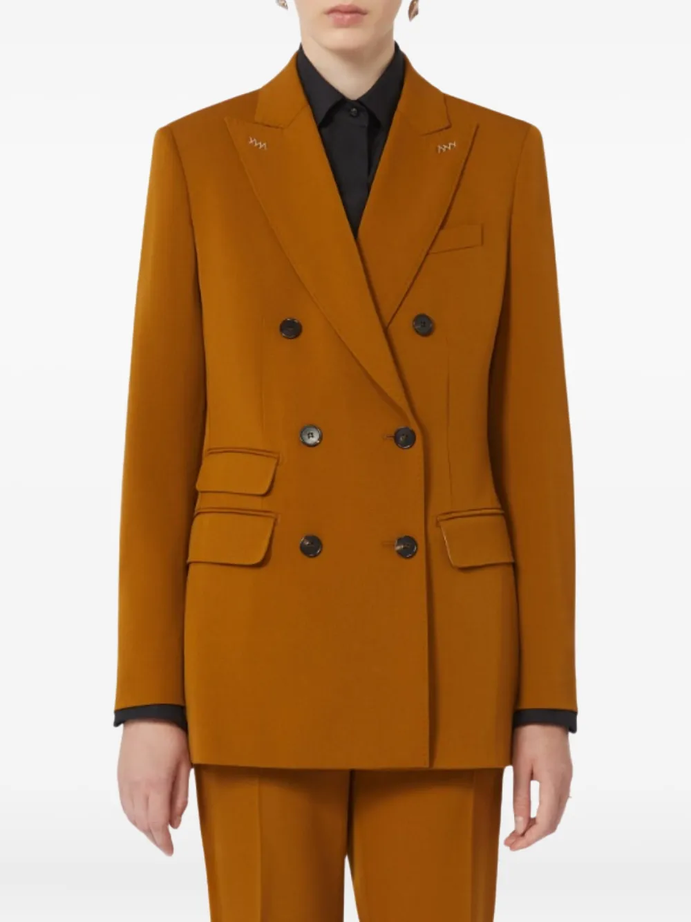 Max Mara Double-breasted Blazer In Brown
