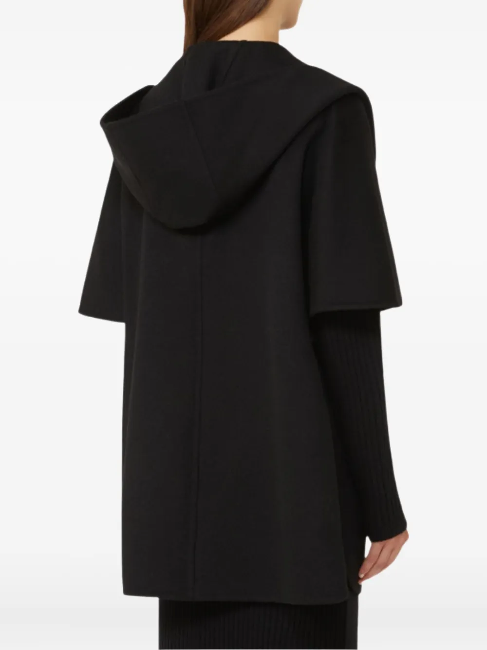 Max Mara Cape met capuchon en ceintuur Zwart