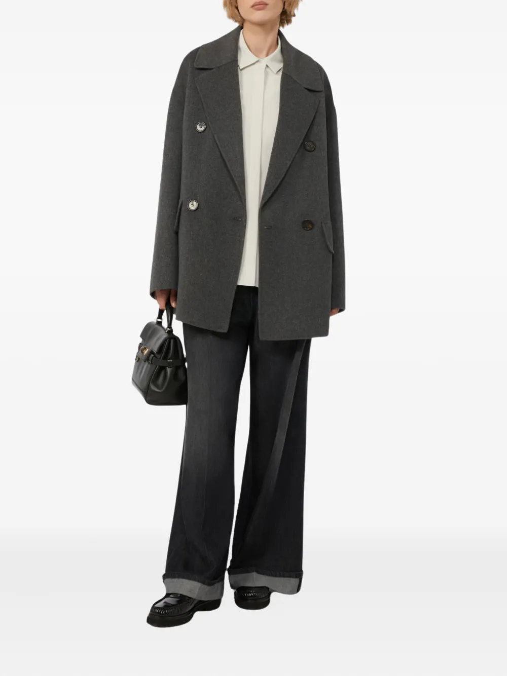 'S Max Mara Jeans met wijde pijpen en cuffs - Zwart
