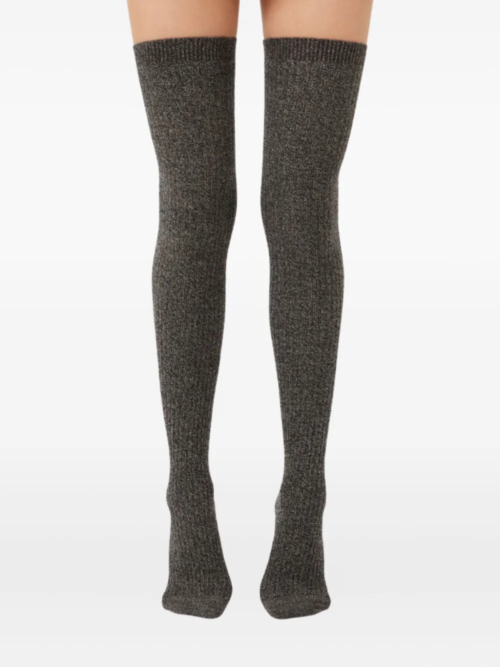 Max Mara Parisian Ribbed Metallic Socks In Green
