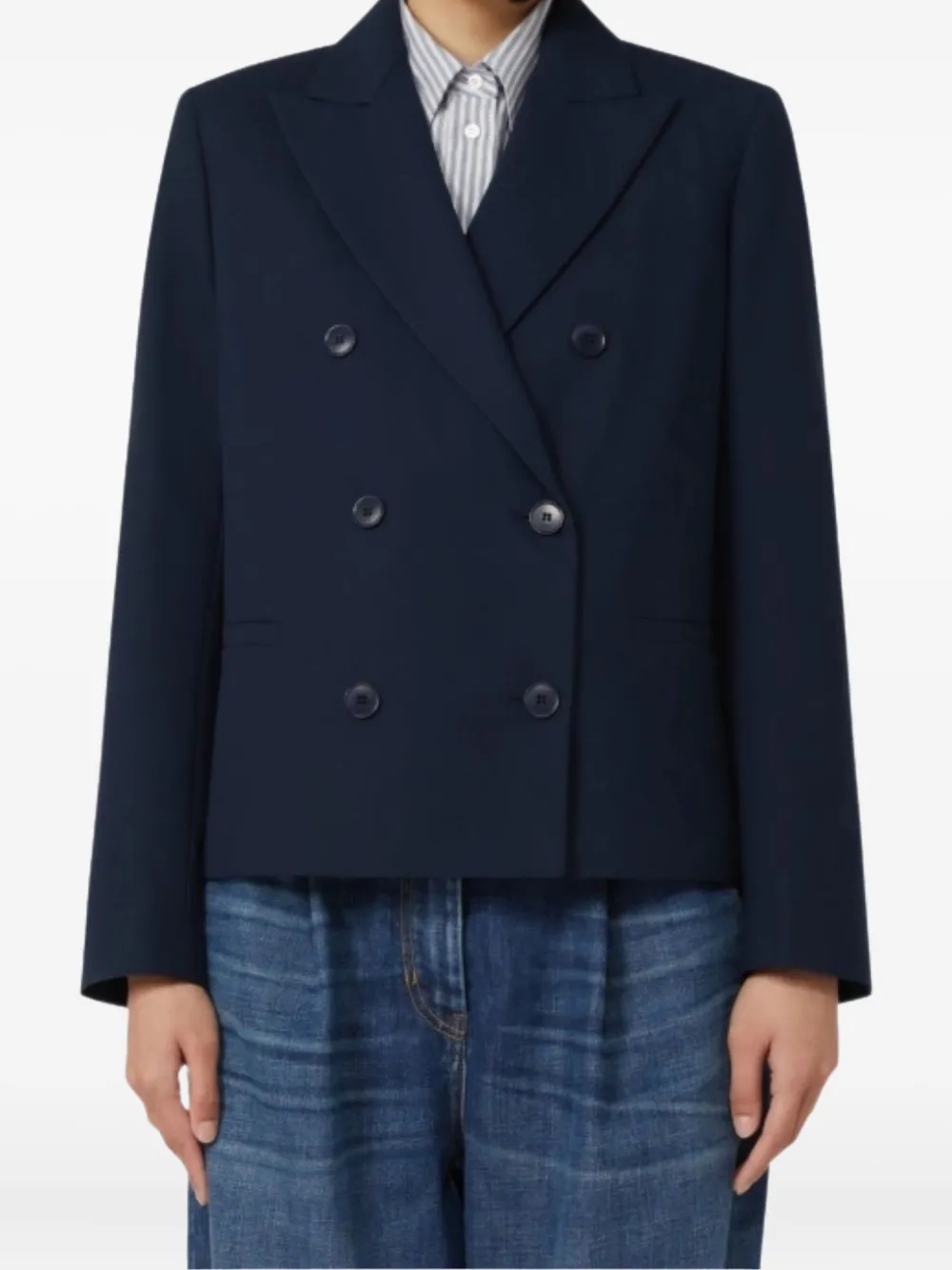 Weekend Max Mara Tappeto Double-breasted Button Jacket In Blue