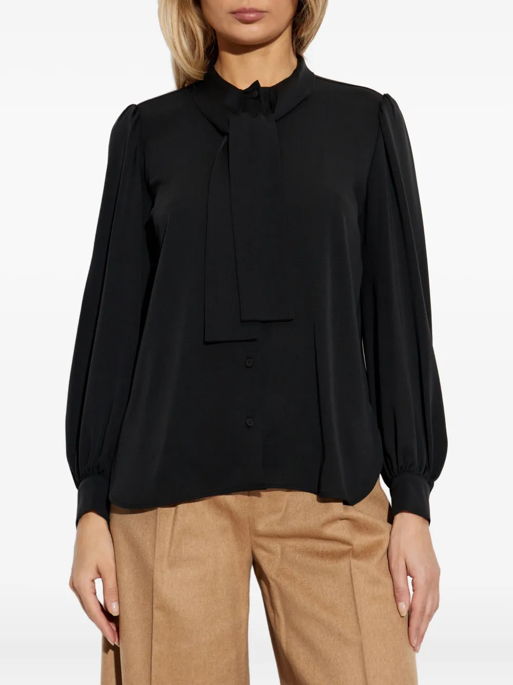 Max Mara Blouse met pofmouwen Zwart