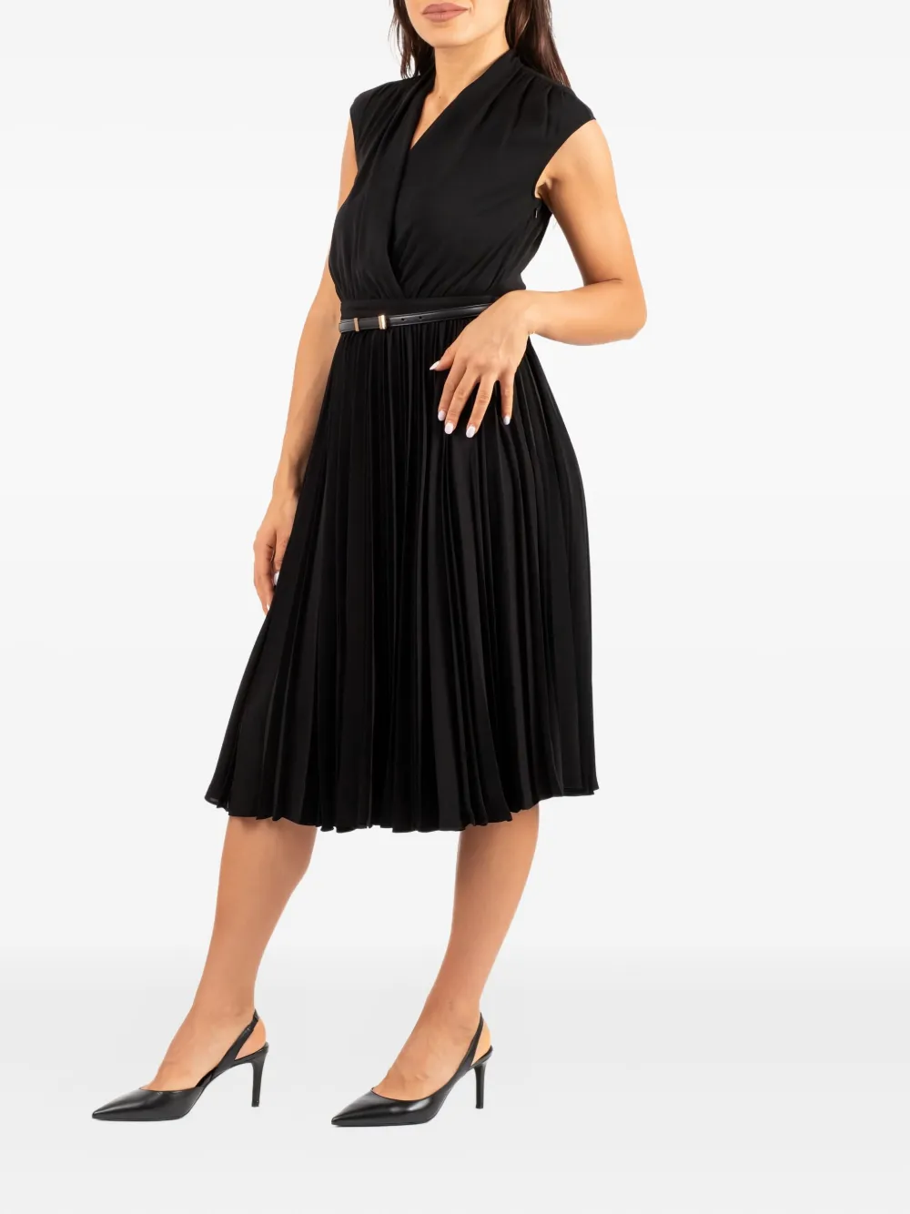 Max Mara pleated belted dress - Zwart