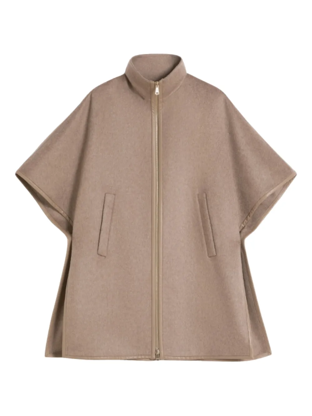 Max Mara Oca Zip Pocket Cape In Neutral